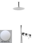 Bruma Lusitano Zestaw natryskowy 200 mm Podtynkowy z ramieniem sufitowym i słuchawką pure white 1075801PW