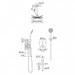 Bruma Lusitano Zestaw natryskowy Ø 250 mm podtynkowy z ramieniem sufitowym i słuchawką Morning Mist 1075604MM