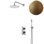 Bruma Lusitano Zestaw prysznicowy podtynkowy z deszczownicą Ø 250 mm i ramieniem ściennym i słuchawką Sunrise 1387804SR