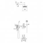 Bruma Lusitano Zestaw prysznicowy podtynkowy z deszczownicą Ø 250 mm i ramieniem ściennym i słuchawką Sunrise 1387804SR