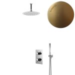 Bruma Lusitano Zestaw prysznicowy podtynkowy z deszczownicą Ø 250 mm z ramieniem sufitowym i słuchawką Sunrise 1385604SR