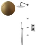 Bruma Lusitano Zestaw prysznicowy termostatyczny z natryskiem ściennym ABS Ø 250 mm, 3 strumieniami i zestawem słuchawkowym Emotion Sunrise 1389103SR