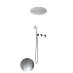 Bruma Lusitano Zestaw prysznicowy podtynkowy z deszczownicą Ø 380 mm i słuchawka prysznicowa Satinox 1074291ST