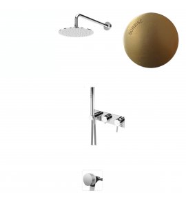 Bruma Lusitano Zestaw wannowy z deszczownicą ścienną Ø 250 mm w ABS zestaw słuchawkowy Emotion i zawór wylewowy do napełniania wanny Sunrise 1073502SR