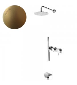 Bruma Lusitano Zestaw wannowy termostatyczny z deszczownicą ścienną Ø 250 mm w ABS zestaw słuchawkowy Emotion i zawór wylewowy do napełniania wanny Sunrise 1383702SR