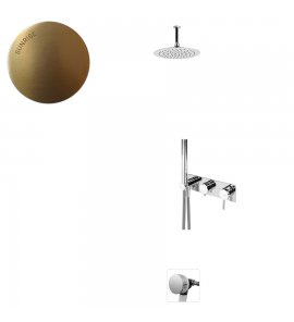 Bruma Lusitano Zestaw wannowy termostatyczny z deszczownicą sufitową Ø 250 mm w ABS zestaw słuchawkowy Emotion i zawór wylewowy do napełniania wanny Sunrise 1383802SR