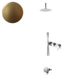 Bruma Lusitano Zestaw wannowy termostatyczny z deszczownicą sufitową Ø 250 mm w ABS zestaw słuchawkowy Emotion i zawór wylewowy do napełniania wanny Sunrise 1383802SR