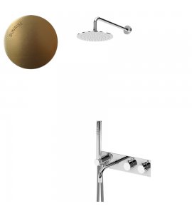 Bruma Lusitano Zestaw wannowy z deszczownicą ścienną Ø 250 mm w ABS ze słuhawką i wylewką wannową Sunrise 1383102SR