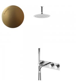 Bruma Lusitano Zestaw wannowy z deszczownicą sufitowa Ø 250 mm w ABS ze słuhawką i wylewką wannową Sunrise 1383402SR