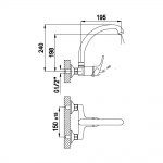 Bruma Mustang Bateria zlewozmywakowa naścienna chrom 1160541CR