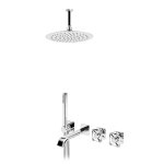 Bruma Navy Bateria wannowo-natryskowa podtynkowa z deszczownicą sufitową Ø 250 mm i zestawem natryskowym Chrom 1903221CR