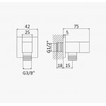 Bruma Przyłącze kątowe węża z zaworem 3/8" Chrom 1262802CR
