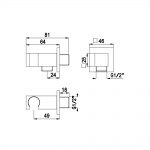 Bruma Quadra Przyłącze kątowe z uchwytem do słuchawki prysznicowej chrom 14559051