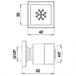 Bruma UniQuadra Dysza ścienna prysznicowa 42x42 mm chrom 14556061