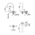 Bruma Utopia Bateria bidetowa 2-otworowa z korkiem Click-Clack night sky 1831110NS