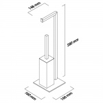 Bruma wieszak stojący na ręczniki z uchwytami na rolki papieru i szczotką toaletową chrom 15100031