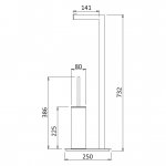 Bruma Wieszak stojący na ręczniki z uchwytami na rolki papieru i szczotką toaletową Sunrise 1510003SR