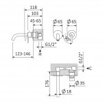 Bruma X-Alpha Bateria umywalkowa podtynkowa 150 mm satin stainless steel 1868501IS