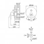 Bruma X-Alpha Bateria wannowo-natryskowa satin stainless steel 1861302IS
