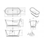 Burlington Balthazar Wanna wolnostojąca 1675x711 mm czarny N25CSB