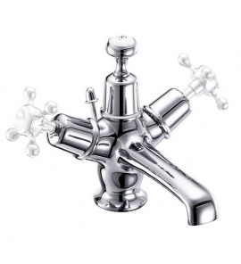 Burlington Bateria umywalkowa jednootworowa z głowicą ceramiczną i korkiem automatycznym Chrom T12-QT