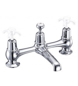 Burlington Bateria umywalkowa 2-otworowa z korkiem z głowicą ceramiczną chrom T16-QT
