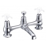 Burlington Bateria umywalkowa 2-otworowa z korkiem z głowicą ceramiczną chrom T16-QT