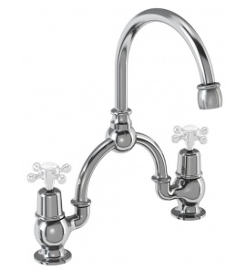 Burlington Bateria umywalkowa 2-otworowa z głowicą ceramiczną chrom T25-QT