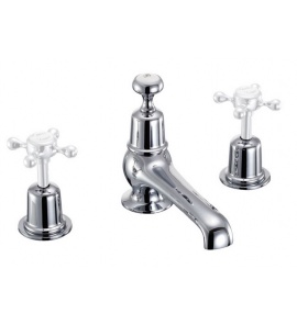 Burlington Bateria umywalkowa 3-otworowa termostatyczna z korkiem automatycznym chrom T26