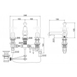 Burlington Bateria umywalkowa 3-otworowa termostatyczna z korkiem automatycznym chrom T26