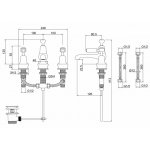 Burlington Bateria umywalkowa 3-otworowa z głowicą ceramiczną z korkiem automatycznym (bez pokręteł) Gold T14-QTGOLD