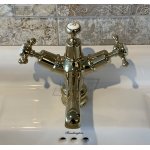 Burlington Bateria umywalkowa jednootworowa bez pokręteł i podstawki z kpl. odpływowym Złotym/Gold T12-QTGOLD