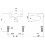 Burlington Bateria wannowa z głowicą ceramiczną chrom T10-QT