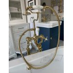 Burlington Bateria wannowo-natryskowa wolnostojąca z głowicą ceramiczną i osprzętem gold T8QTGOLD+T1GOLD+T18GOLD+W7GOLD