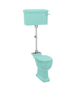   Burlington Bespoke Miska stojąca ze spłuczką średnią z rączką, rurą spłukującą i deską wolnoopadającą 51,5x72 Cosmic Green P5GRN+C1GRN+T33CHR+S101CHRGRN