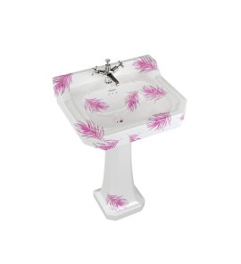 Burlington Bespoke Umywalka ścienna 61x50,5 cm 3-otworowa, Botanical Pink B53THBOTA