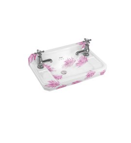 Burlington Bespoke Umywalka ścienna 51,5 cm 2-otworowa, Botanical Pink B82THBOTA