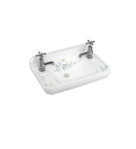 Burlington Bespoke Umywalka ścienna 51,5 cm 2-otworowa, Country Meadow B82THMEAD