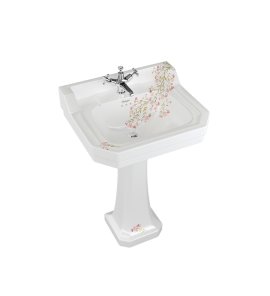 Burlington Bespoke Umywalka ścienna 56x47 cm 2-otworowa, Oriental Blossom B42THBLOSS