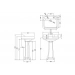 Burlington Bespoke Umywalka ścienna 56x47 cm jednootworowa, Paris B41THPAR