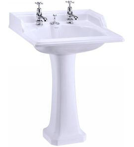 Burlington Classic Umywalka z ukrytym przelewem 65x57,5 cm dwuotworowa biała B14