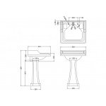 Burlington Classic Umywalka z ukrytym przelewem 65x57,5 cm dwuotworowa biała B14