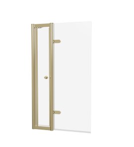 Burlington Classique Parawan na wannę z otwieraną wnęką i otwieraną ścianką 85x150 gold CQBSILADGC0850