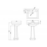 Burlington Contemporary Umywalka ścienna 58x47 cm trójotworowa, Biały B13TH