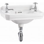 Burlington Edwardian Cloakroom Umywalka Ścienna 51x30 cm dwuotworowa biała B8 W MAGAZYNIE!!