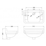Burlington Edwardian Cloakroom Umywalka Ścienna 51x30 cm dwuotworowa biała B8 W MAGAZYNIE!!