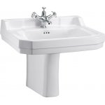  Burlington Edwardian Umywalka ścienna 61x51 cm 3-otworowa biała B53TH