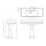 Burlington Edwardian Umywalka ścienna 121x51 cm 3-otworowa, Biały B193TH