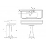 Burlington Edwardian Umywalka ścienna 121x51 cm 3-otworowa, Biały B193TH