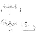 Burlington Guild Bateria umywalkowa brushed nickel GU110DNL